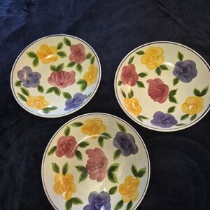 Vibrant Floral Ceramic Pasta Serving Bowls.
